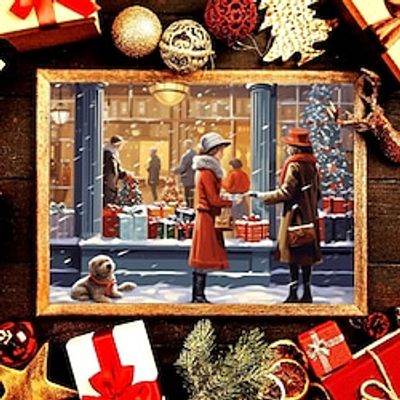 Christmas Wall Art Canvas People on the Street Prints and Posters Abstract Portrait Pictures Decorative Fabric Painting For Living Room Pictures No Frame Lightinthebox