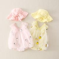 Free hat + baby summer clothes short-sleeved baby girl baby romper princess thin newborn one-piece suit