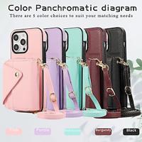 Phone Case For iPhone 15 Pro Max Plus iPhone 14 13 12 11 Pro Max Plus Mini SE Back Cover with Stand Holder Zipper with Lanyard Retro TPU Metal PU Leather Lightinthebox