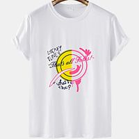 Men's Unisex Tee T shirt Hot Stamping Graphic Prints Emoji Face Letter Plus Size Short Sleeve Casual Tops 100% Cotton Basic Designer Big and Tall White Khaki Green miniinthebox - thumbnail