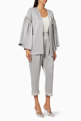 Beaded Embellishment Jacket & Pants Set