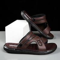 Men's Sandals Slippers Comfort Sandals Slides Walking Sporty Casual Preppy Outdoor Daily PU Breathable Comfortable Slip Resistant Slip-on Black Brown Summer Fall Lightinthebox