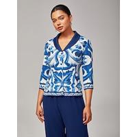Women's Blue and White Porcelain Print Blazer Notched Lapel Color Blocking Design Elegant Stylish Casual Lined Work Daily Fashion Fall Women's Blue and White Porcelain Print Blazer Notched Lapel Color Blocking Design Elegant Stylish Casual Lined Work Daily Fashion Fall