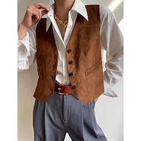 Women's Suede Vest Western Vest Fall Sleeveless Maillard Vintage Gilet Winter Sleeveless Jacket Outerwear Brown Lightinthebox - thumbnail
