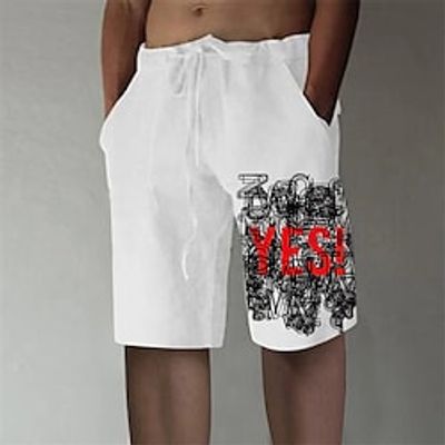Men's Designer Stylish Straight Shorts Elastic Waist Print Short Pants Sports Outdoor Daily Graphic Prints Letter Cotton Blend Comfort Breathable Mid Waist White S M L XL XXL / Summer miniinthebox Men's Designer Stylish Straight Shorts Elastic Waist Print Short Pants Sports Outdoor Daily Graphic Prints Letter Cotton Blend Comfort Breathable Mid Waist White S M L XL XXL / Summer miniinthebox