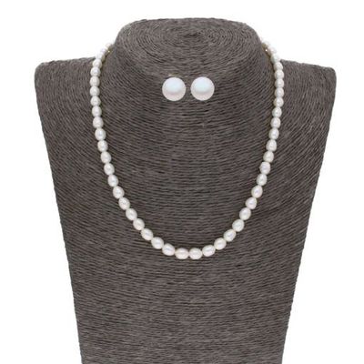 Sri Jagdamba Pearls Eva 1 Line Oval Pearl Set - JPJUN-20-167