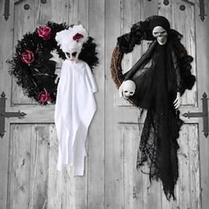 New Halloween White Ghost Hanging Ghost Festival Terrorist Party Wreath Hanging Decorations Haunted House Decoration Props Lightinthebox