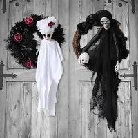 New Halloween White Ghost Hanging Ghost Festival Terrorist Party Wreath Hanging Decorations Haunted House Decoration Props Lightinthebox - thumbnail