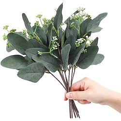 Artificial Flowers Fake Round Eucalyptus Leaf Stems Short Branches Greenery Plants Bouquets Wedding Decoration Artificial Fake Flowers Realistic Flower Home Garden Decorating Lightinthebox