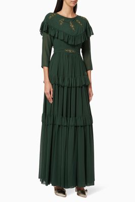 Tiered Dress with Beaded Embroidery Tiered Dress with Beaded Embroidery