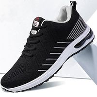 Men's Sneakers Flyknit Shoes Sporty Casual Outdoor Daily Tissage Volant Breathable Black and White Black / Red Striped Summer Spring miniinthebox - thumbnail