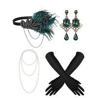 Vintage Roaring 20s 1920s Gloves Necklace Flapper Headband Accesories Set Necklace Earrings The Great Gatsby Women's Feather Cosplay Costume New Year Performance Gloves Lightinthebox - thumbnail