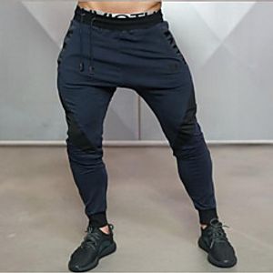 Men's Athleisure Sports Outdoor Sports Casual Sports Pants Sweatpants Pants Letter Full Length Patchwork Grey Black Dark Gray Navy Blue miniinthebox