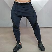 Men's Athleisure Sports Outdoor Sports Casual Sports Pants Sweatpants Pants Letter Full Length Patchwork Grey Black Dark Gray Navy Blue miniinthebox - thumbnail