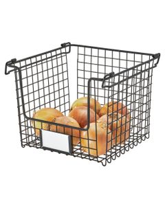 InterDesign Classico Stackable Basket 10 x 10 x 7.75 inch Matte Black