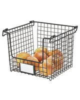 InterDesign Classico Stackable Basket 10 x 10 x 7.75 inch Matte Black - thumbnail