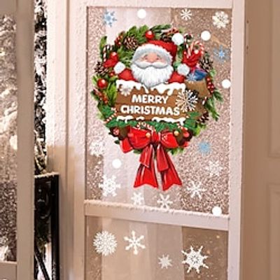 Christmas Sticker, Santa Claus, Wreaths, Snowflakes, Christmas Wall Stickers, Glass Window Stickers, Home Decoration Wall Stickers, Self-adhesive Sticker Lightinthebox