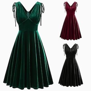 Retro Vintage 1950s Open Back Cocktail Dress Swing Dress Flare Dress Audrey Hepburn Women's Drawstring Cosplay Costume Ball Gown Masquerade Party  Evening Casual Daily Dress Lightinthebox