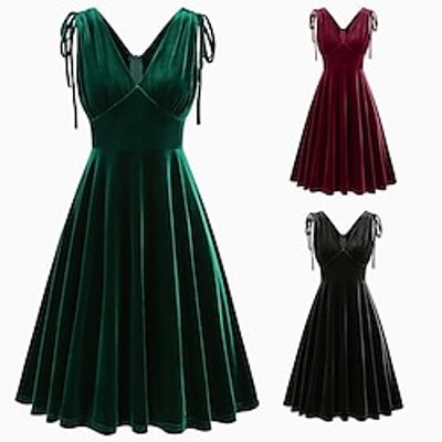 Retro Vintage 1950s Open Back Cocktail Dress Swing Dress Flare Dress Audrey Hepburn Women's Drawstring Cosplay Costume Ball Gown Masquerade Party  Evening Casual Daily Dress Lightinthebox