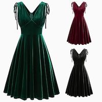 Retro Vintage 1950s Open Back Cocktail Dress Swing Dress Flare Dress Audrey Hepburn Women's Drawstring Cosplay Costume Ball Gown Masquerade Party  Evening Casual Daily Dress Lightinthebox - thumbnail