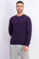 Mens Merino Blend Solid Crewneck Sweater Purple Mens Merino Blend Solid Crewneck Sweater Purple