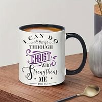 1pc Christian Coffee Mug Ceramic Coffee Cups I Can Do All Things Through Christ Water Cups Summer Winter Drinkware Birthday Gifts Holiday Gifts Christmas Gifts New Year Gifts Valentine's Day Lightinthebox