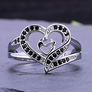 Women Statement Ring Cubic Zirconia Hollow Out White Copper Silver-Plated Heart Stylish Luxury 1pc 6 7 8 9 10 / Women's miniinthebox