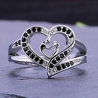 Women Statement Ring Cubic Zirconia Hollow Out White Copper Silver-Plated Heart Stylish Luxury 1pc 6 7 8 9 10 / Women's miniinthebox - thumbnail