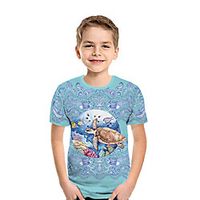 Kids Boys' T shirt Tee Short Sleeve 3D Print Animal Blue Children Tops Summer Active Daily Wear Regular Fit 3-12 Years miniinthebox - thumbnail