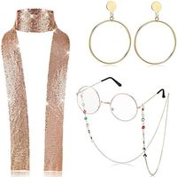 79s Women's Glitter Sequin Neck Tie Scarf Shawl Earrings Beaded Glasses Chain Colored Beaded Sunglasses Chain Lightinthebox - thumbnail