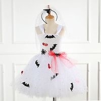 More Costumes Outfits Girls' Movie Cosplay Halloween White Dress Headwear Halloween Day of the Dead Cotton miniinthebox - thumbnail