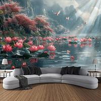 Lotus Pound Landscape Hanging Tapestry Wall Art Large Tapestry Mural Decor Photograph Backdrop Blanket Curtain Home Bedroom Living Room Decoration Lightinthebox