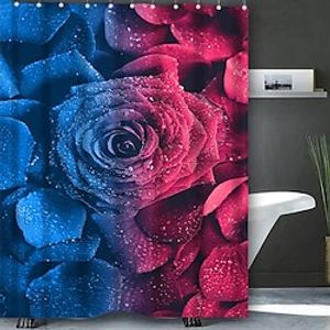 Valentine's Day Bathroom Deco 4 Pcs Shower Curtain Set Bathroom Sets Modern Home Bathroom Decor with Bath Mat U Shape and Toilet Lid Cover Mat and 12 Hooks miniinthebox