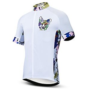 21Grams Men's Short Sleeve Cycling Jersey Summer Spandex Polyester White Dog Bike Jersey Top Mountain Bike MTB Road Bike Cycling Quick Dry Moisture Wicking Breathable Sports Clothing Apparel Lightinthebox