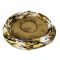 Coco Kindi Pizza Style Pet Bed Fur For Dogs & Cats Tiger Pattern - Size 1
