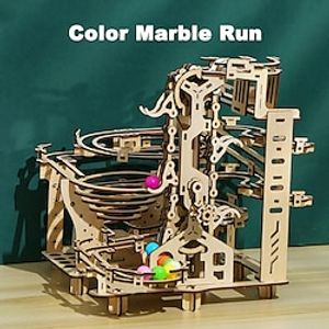 3D Wooden Puzzle Marble Run Set DIY Mechanical Track Electric Manual Model Building Block Kits Assembly Toy Gift for Teens Adult miniinthebox