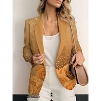 Women's Blazer Causal Print Floral Casual  Daily Simple Outerwear Long Sleeve Summer Watermelon Red S Lightinthebox - thumbnail