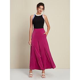 Casual Contrast Color TankPlain Wide Leg Pants Two Piece Set