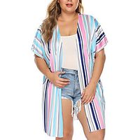 Women's Cover Up Swimsuit Slim Blue Plus Size Swimwear Bathing Suits Lightinthebox - thumbnail