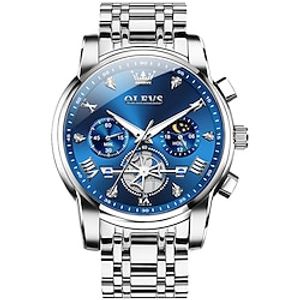 New Olevs Brand Men'S Watches Chronograph 24-Hour Indication Luminous Steel Band Quartz Watch Men'S Waterproof Sports Watch miniinthebox