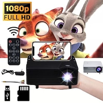 H80 LED Mini Projector Built-in speaker Manual Focus Video Projector for Home Theater Wired projection 320x240 400 lm iOS  Android Compatible with HDMI USB TF Lightinthebox