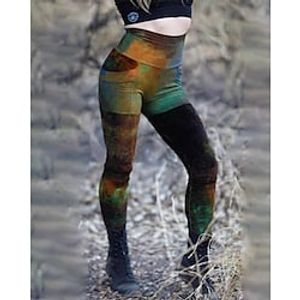 Women's Leggings Thermal Warm Moisture Wicking Yoga Pilates Running Tights 3D Print Green Blue Spandex Sports Activewear High Elasticity  Athletic  Athleisure Lightinthebox