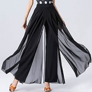 Latin Dance Ballroom Dance Pants Pure Color Splicing Tulle Women's Performance Training High Polyester  Cotton Blend Lightinthebox
