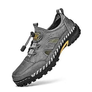Men's Sandals Loafers  Slip-Ons Flat Sandals Plus Size Outdoor Hiking Sandals Casual Beach Outdoor Daily Walking Shoes Upstream Shoes Mesh Cowhide Breathable Black Gray Summer Spring Lightinthebox