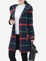 Plaid Single Breasted Hooded Coats