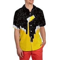 Men's Shirt Summer Hawaiian Shirt Graphic Prints Beer Turndown Yellow Street Casual Short Sleeves Button-Down Print Clothing Apparel Tropical Sports Streetwear Designer Lightinthebox - thumbnail