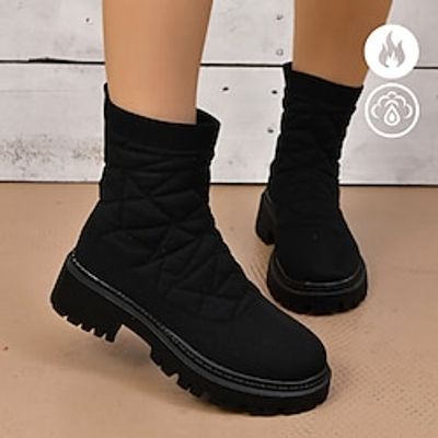 Women's Boots Platform Boots Sock Boots Plus Size Daily Solid Color Winter Flat Heel Round Toe Closed Toe Fashion Basic Casual Cloth Loafer Black miniinthebox Women's Boots Platform Boots Sock Boots Plus Size Daily Solid Color Winter Flat Heel Round Toe Closed Toe Fashion Basic Casual Cloth Loafer Black miniinthebox
