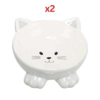 Trixie Elevated Ceramic Ergonomic Cat Bowl - Light Grey 14Cm (Pack of 2)