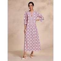 Ethnic Floral Notched Collar Maxi Dress Ethnic Floral Notched Collar Maxi Dress