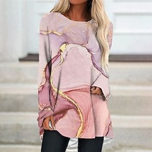 Women's Shift Dress Knee Length Dress Pink Long Sleeve Color Gradient Print Fall Spring Crew Neck Casual Vacation 2022 S M L XL XXL 3XL Lightinthebox